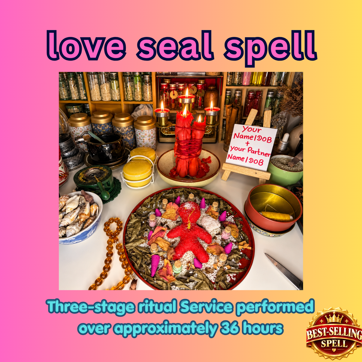 Personalized Love Seal Spiritual Ritual | Three Sessions, Photo Updates & Digital Report